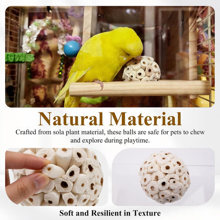 6-Pack Natural Sola Ball Bird Chew Toys, 2.36 in