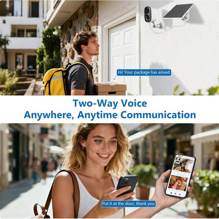 2K Wireless Outdoor Solar Security Camera 2-Pack