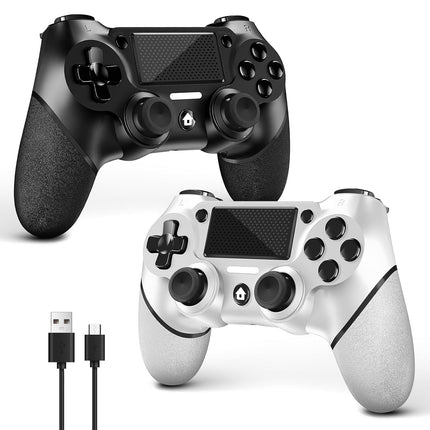 2-Pack Wireless Game Controllers with USB-C Cable, Black and White