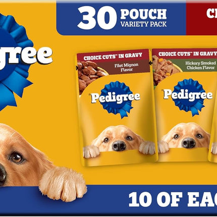 Choice Cuts in Gravy Adult Wet Dog Food Variety Pack, 3.5 oz Pouches, 30 Count