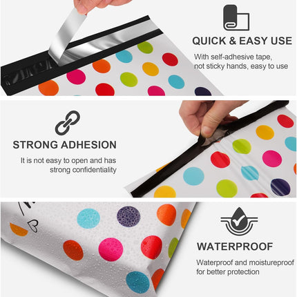 Poly Mailer 10x13 100 Pack - Self Adhesive Polka Dot Shipping Bags