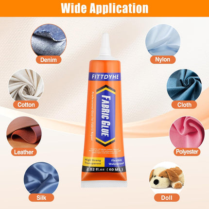 Permanent Washable Clear Fabric Glue, 60 ML