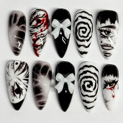 SourceToHome FuenteACasa 30Pcs Gothic Press on Nails Medium Almond Fake Nails Punk Cartoon Anime — Home & Lifestyle