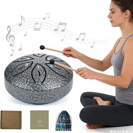 3 Inch Steel Tongue Drum – 6-Note Mini Chakra Drum with Bag, Mallets & Sheet Music