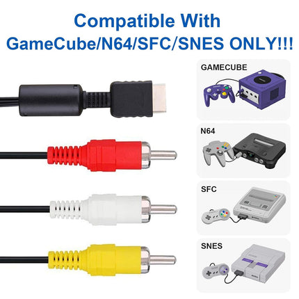 6-Foot Composite AV Video Cord for Classic TV Game Consoles