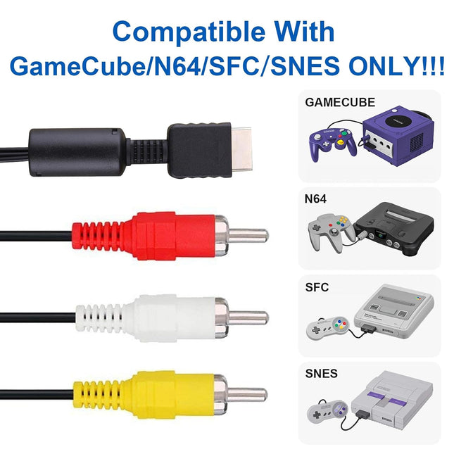 6-Foot Composite AV Video Cord for Classic TV Game Consoles