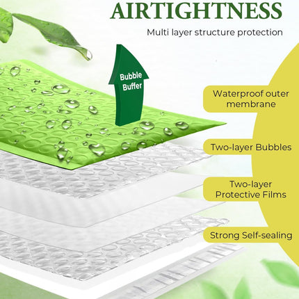 Green 4x8 Self-Seal Bubble Mailers, 100 Pack