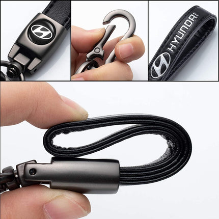 Leather Car Keychain Keyring with Car Key Lanyard