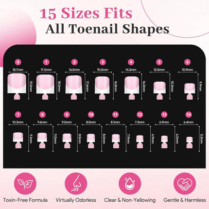 60Pcs Light Pink French Tip Press on Nails & Press on Toenails Set