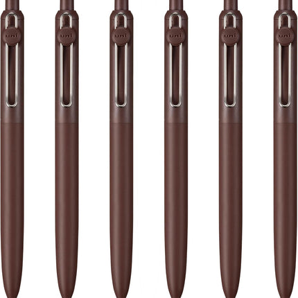 Zento Retractable Liquid Gel Pens, Medium Point 0.7mm, Umber Barrel, Black Ink, 6 Pens