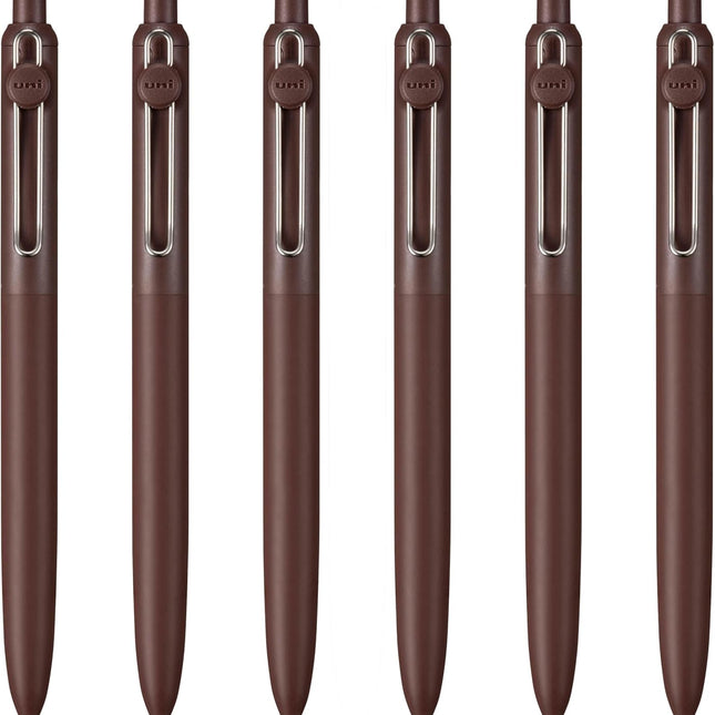 Zento Retractable Liquid Gel Pens, Medium Point 0.7mm, Umber Barrel, Black Ink, 6 Pens