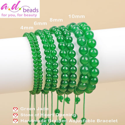 4mm Green Jade Adjustable Macrame Bracelet