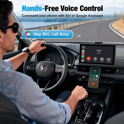7 inch Carplay Screen - Supports Wireless Carplay & Android Auto, Portable Touchscreen with Bluetooth, Navigation, Voice Control, Mirror Link
