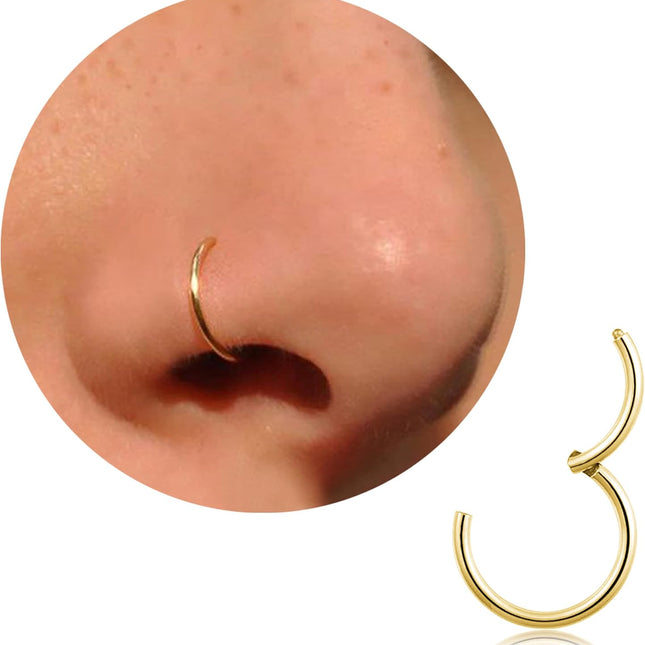 20G 7mm Gold Titanium Nose Ring Hoop