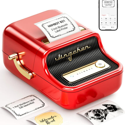 B21 Inkless Bluetooth 2 Inch Portable Thermal Label Printer in Red