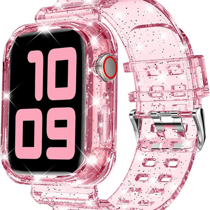 Clear Glitter Pink Smartwatch Band with Bumper Case, 41/40/38mm