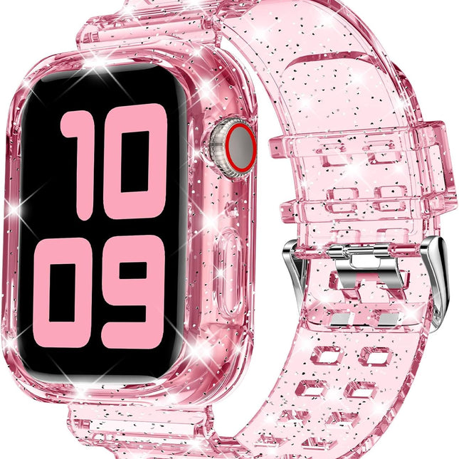 Clear Glitter Pink Smartwatch Band with Bumper Case, 41/40/38mm