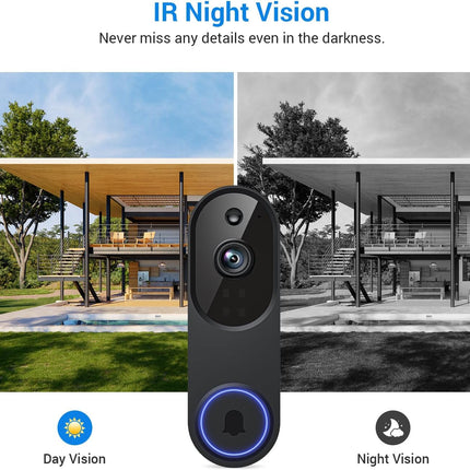 1080p Wireless Video Doorbell Camera & Monitor for Home Security