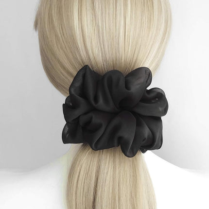 Large Black Chiffon Scrunchie Ponytail Holder