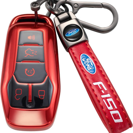 Black Genuine Leather Braided Car Keychain