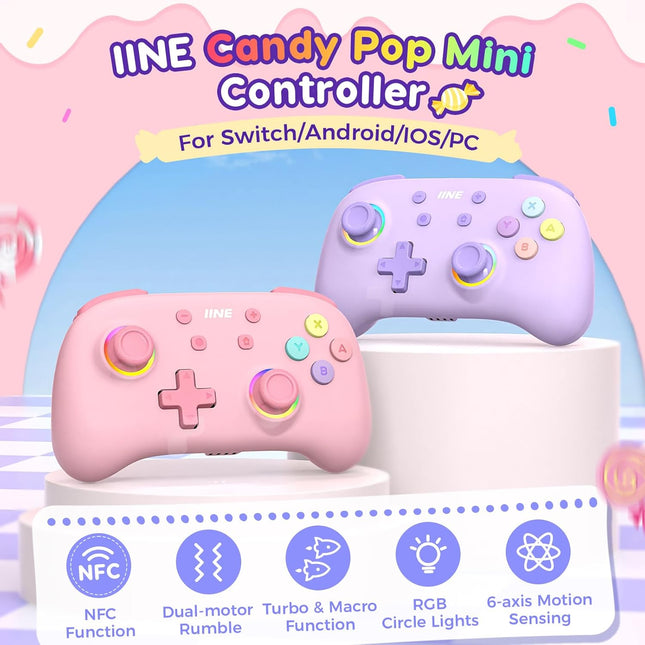 Wireless Mini Pro Gamepad with RGB Lights - Purple