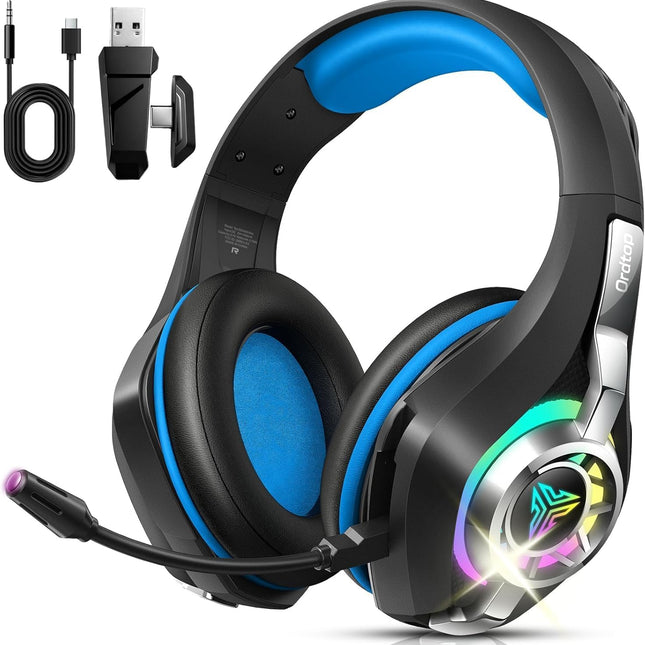 Wireless Gaming Headset for PS5, PS4 and Switch with RGB, Mic and 45H Battery