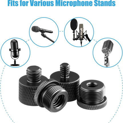 8 Pack Mic Stand Adapter 5/8 Female to 3/8 Male and 3/8 Female to 5/8 Male, 5/8 Female to 1/4 Male and 1/4 Female to 5/8 Male Screw Thread Adapter