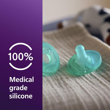 Soothie Baby Pacifiers - 100% Silicone, Green, 4 Pack