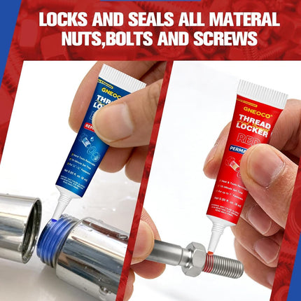 2 Pack Blue and Red Thread Locker, 6 ml Each