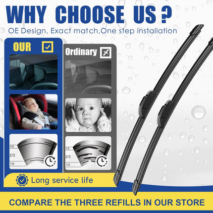 3 Wipers Factory Replacement For Original Equipment Windshield Wiper Blades (Set of 3)