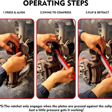 Brake Caliper Compression Tool with 360° Ratcheting Piston Compressor