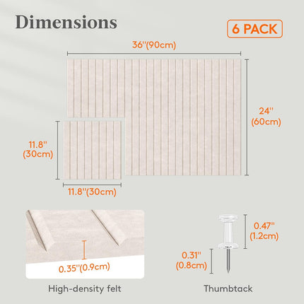 Felt Slatted Bulletin Board Panels, 6 Pack, Oatmeal