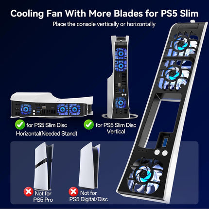 Cooling Fan for Slim Console, 9-Blade Quiet Cooler with USB 3.0 Port
