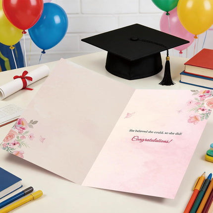 Graduation Card for Her with Pink Floral Design
