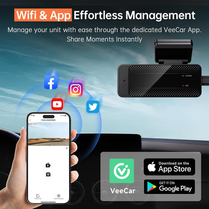 1296P WiFi Front Dash Cam with Night Vision and Parking Mode