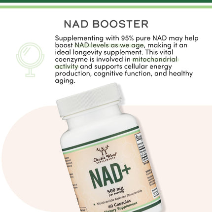 NAD+ 500mg Pure Anti-Aging Cell Support — 30 Day S