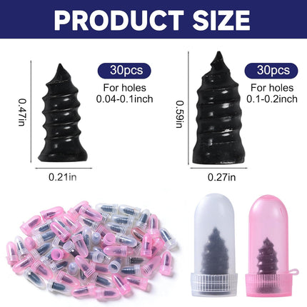 60-Piece Screw-In Tire Repair Plug Kit for Cars and Motorcycles
