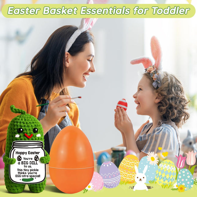 Easter Pickle Crochet Plush Doll with Egg