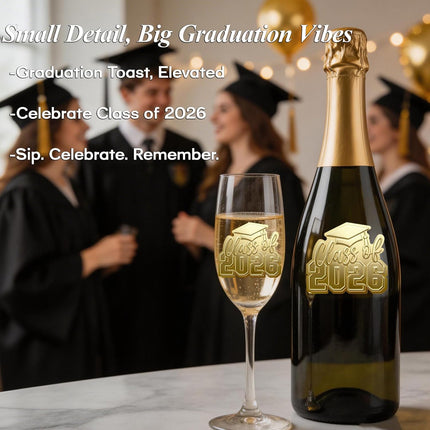 60pc Class of 2026 Clear Gold Foil Graduation Stickers