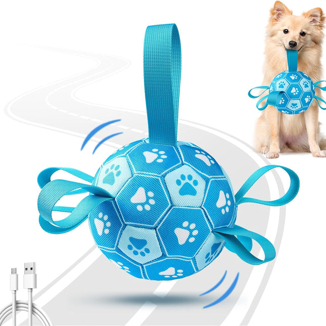 Interactive Blue Dog Soccer Ball with Straps, USB Rechargeable