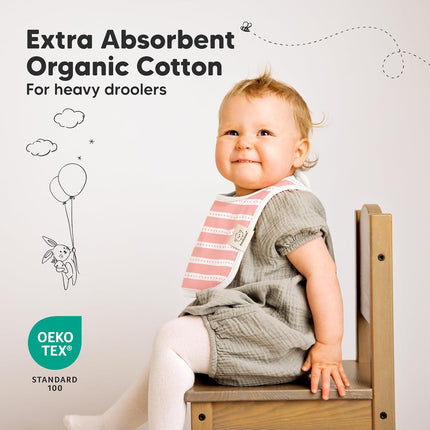 8-Pack Organic Baby Bibs for Drooling and Teething, Extra Absorbent, Easy to Clean & Put On, 0-24 Months