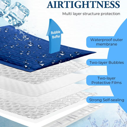 Blue Bubble Mailers 4x8 100 Pack, Self-Seal Padded Envelopes