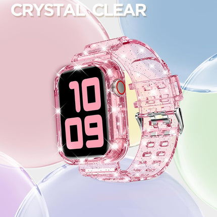 Clear Glitter Pink Smartwatch Band with Bumper Case, 41/40/38mm