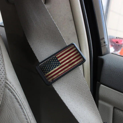 2-Piece American Flag Universal Seat Belt Shoulder Strap Adjuster Pads