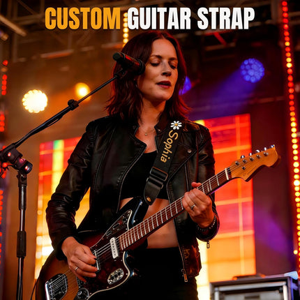 SourceToHome FuenteACasa Guitar Strap, Personalized Embroidered Guitar Strap — Home & Lifestyle