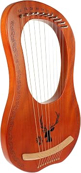 10-String Wooden Lyre Harp with Metal Strings