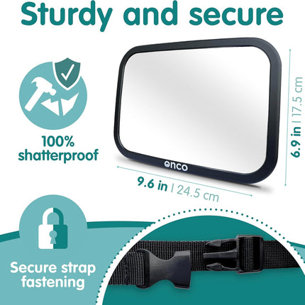Rear-Facing Baby Car Mirror - Convex, Shatterproof, Shakeproof, 360° Rotation