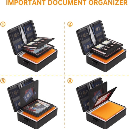 5200°F Fireproof & Water-Resistant Document Organizer with Lock