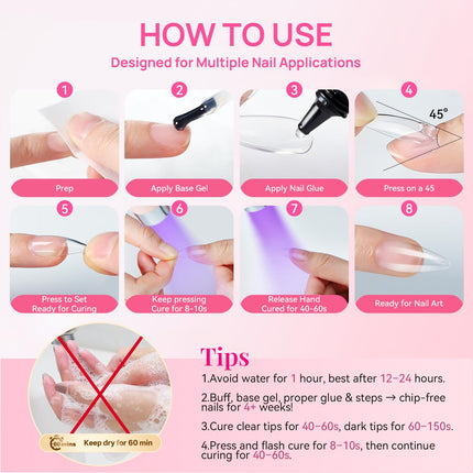 Solid Nail Glue Gel for Press-On Nails, 2 x 20g