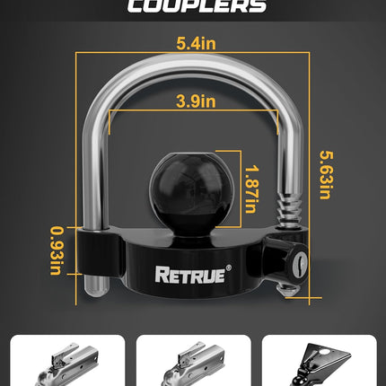 DriveForge ForjaRuta RETRUE Universal Coupler Lock Trailer Locks Ball Hitch Trailer Hitch Lock — Auto & Moto